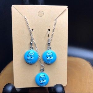 Blue M&M Jewelry Set- Necklace and Earrings